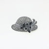Brosa argint Palarie cu Onix Negru si marcasite - ICA0003