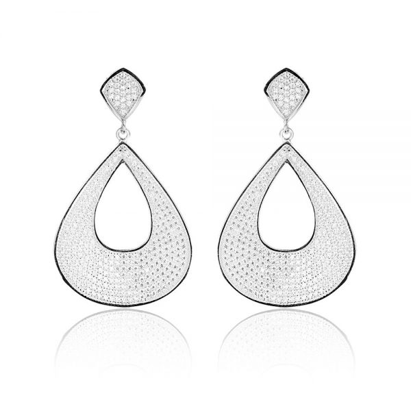 Cercei argint cu pietre Surub Drop Earrings Zirconii TRSE107, Bijuterii - Corelle